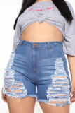 Plus Size Denim Ripped Hole Jeans Shorts MUE-2841