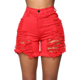 Plus Size Denim Ripped Hole Jeans Shorts MUE-2841