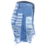 Plus Size Denim Ripped Hole Jeans Shorts MUE-2841
