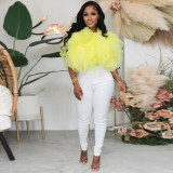 Sexy Petal Cascade Crop Top MUE-3381
