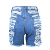 Plus Size Denim Ripped Hole Jeans Shorts MUE-2841