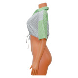 Fashion Striped Color Block Short Sleeve Shirt GOSD-OS6707
