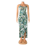 Sexy Print Backless Maxi Dress GOSD-OS6055
