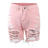 Plus Size Denim Ripped Hole Jeans Shorts MUE-2841