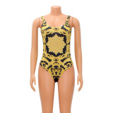Sexy Print One Piece Swimsuit Shawl 2 Piece Set GOSD-OS6744