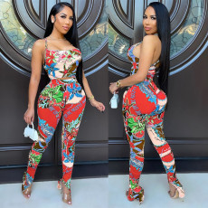 Fashion Print Camisole And Pants Two Piece Set GOSD-OS6092