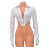 Long Sleeve Irregular Cropped Cardigan Top GOSD-XM1160