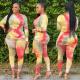 Plus Size Tie Dye Print Drawstring Long Sleeve 2 Piece Sets ME-6028