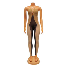Sexy Tight Mesh See-Through Splice Jumpsuit GOSD-OS6542