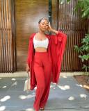 Solid Casual Cloak Coat+Pants 2 Piece Sets JPF-1077