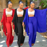 Solid Casual Cloak Coat+Pants 2 Piece Sets JPF-1077