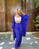Solid Casual Cloak Coat+Pants 2 Piece Sets JPF-1077