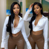 Long Sleeve Irregular Cropped Cardigan Top GOSD-XM1160