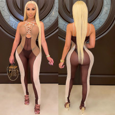 Sexy Tight Mesh See-Through Splice Jumpsuit GOSD-OS6542