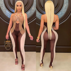Sexy Tight Mesh See-Through Splice Jumpsuit GOSD-OS6542