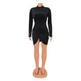 Velvet Long Sleeve Mini Dress GOSD-OS6363