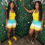 Casual Tank Top+Gradient Shorts Two Piece Sets GWDS-220511