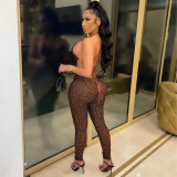 Sexy Print Backless Tight Jumpsuits GOSD-OS6365