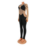 Mesh Colorblock Long Sleeve Jumpsuit GOSD-OS6401