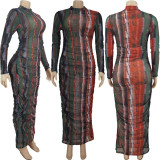 Sexy Printed Long Sleeve Midi Dress ZDF-31159X