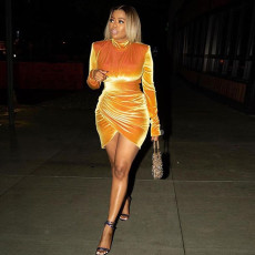 Velvet Long Sleeve Mini Dress GOSD-OS6363