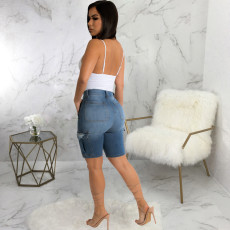 Plus Size Denim Skinny Shorts HSF-2628