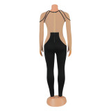 Mesh Colorblock Long Sleeve Jumpsuit GOSD-OS6401