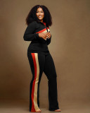 Plus Size Zipper Long Sleeve 2 Piece Pants Sets WAF-77495