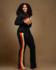 Plus Size Zipper Long Sleeve 2 Piece Pants Sets WAF-77495