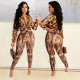 Slim Print Zip Long Sleeve And Pants Two Piece Set GOSD-OS6409