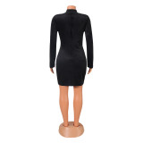 Velvet Long Sleeve Mini Dress GOSD-OS6363