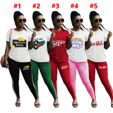 Casual Printed T Shirt And Pants 2 Piece Sets SHD-9379