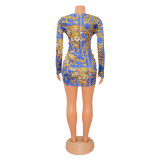 Printed Sexy Lace-up Smocked Mini Dress GOSD-OS6624
