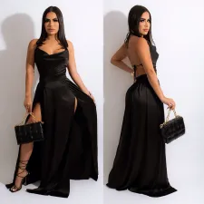 Sexy Backless Slit Maxi Dress(Without Belt) GOSD-OS6356