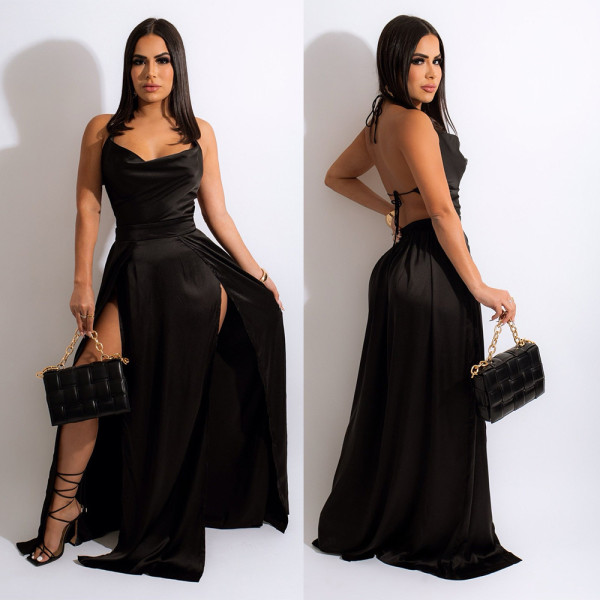 Sexy Backless Slit Maxi Dress(Without Belt) GOSD-OS6356