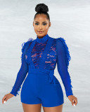 Sexy Lace Patchwork Long Sleeve Sashes Romper ME-S993