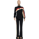 Plus Size Zipper Long Sleeve 2 Piece Pants Sets WAF-77495