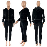 Velvet Hooded Two Piece Pants Sets CH-8233