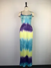Gradient Print Backless Lace-Up Slit Sexy Dress GWDS-6144