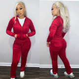 Velvet Hooded Two Piece Pants Sets CH-8233