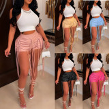 Sexy PU Leather Rope Woven Shorts GWDS-220438