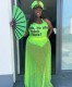 Plus Size Mesh Sheer Print Beaded Skirt Suit GWDS-6134