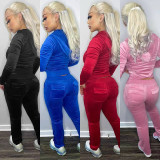 Velvet Hooded Two Piece Pants Sets CH-8233