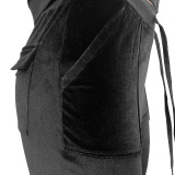 Velvet Hooded Two Piece Pants Sets CH-8233