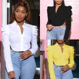 Fashion Lapel Long Sleeve Shirt GWDS-6619