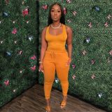 Solid Tank Top And Pants Two Piece Set GWDS-210202