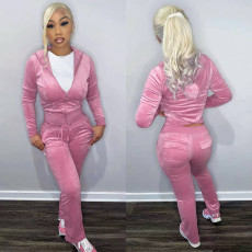 Velvet Hooded Two Piece Pants Sets CH-8233