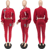 Casual Baseball Jacket And Pants 2 Piece Sets WSYF-5951