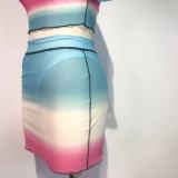 Gradient Mesh Sheer Mini Dress Set GWDS-210602