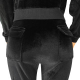 Velvet Hooded Two Piece Pants Sets CH-8233